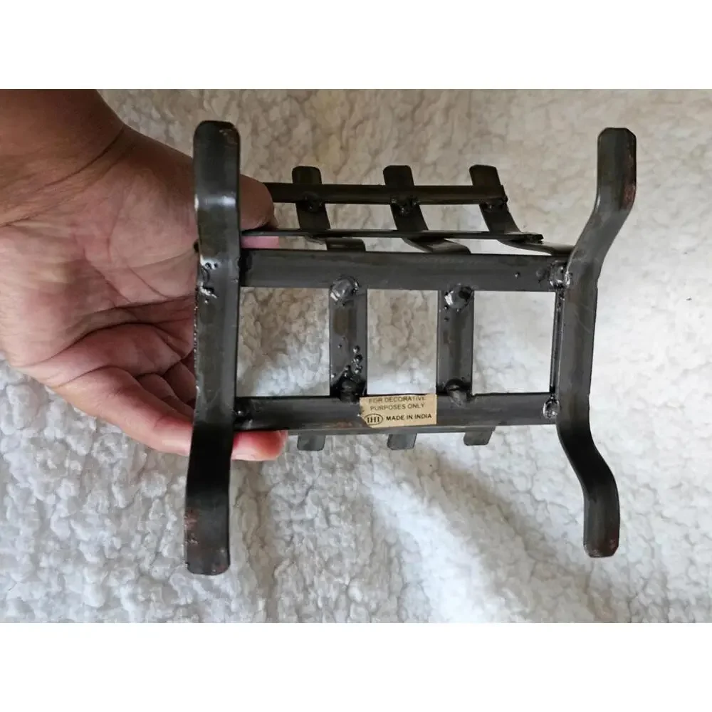 Metal Mini Book Rack Holder India Super Cute Tall 5" Width 5.25" Gray Decor - Picture 8 of 9